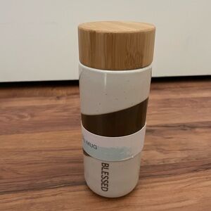 NEW Cantini “Blessed” 10oz Porcelain Thermal Travel Tumbler w/ Bamboo Lid